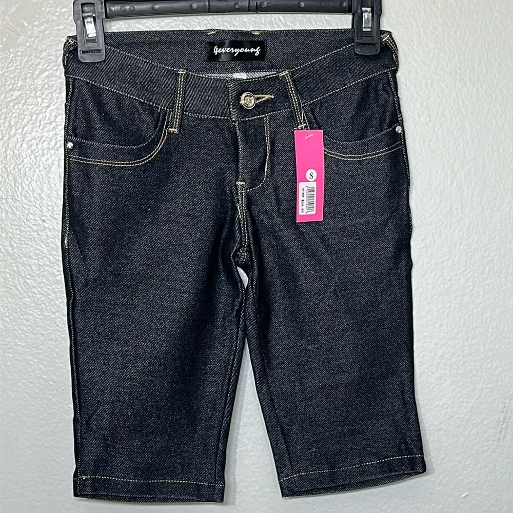 Forever Young Black Denim Shorts